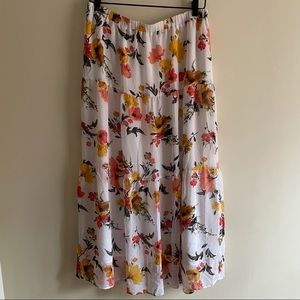 LOFT womens tiered floral midi skirt size medium